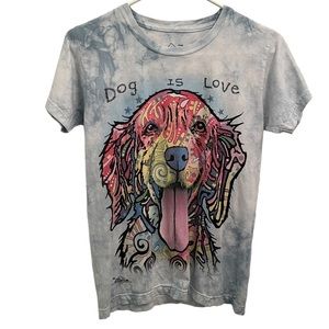 The Mountain 2015 Dog is Love by Dean Russo Tie-Dye T-Shirt Graphic Tee Large L